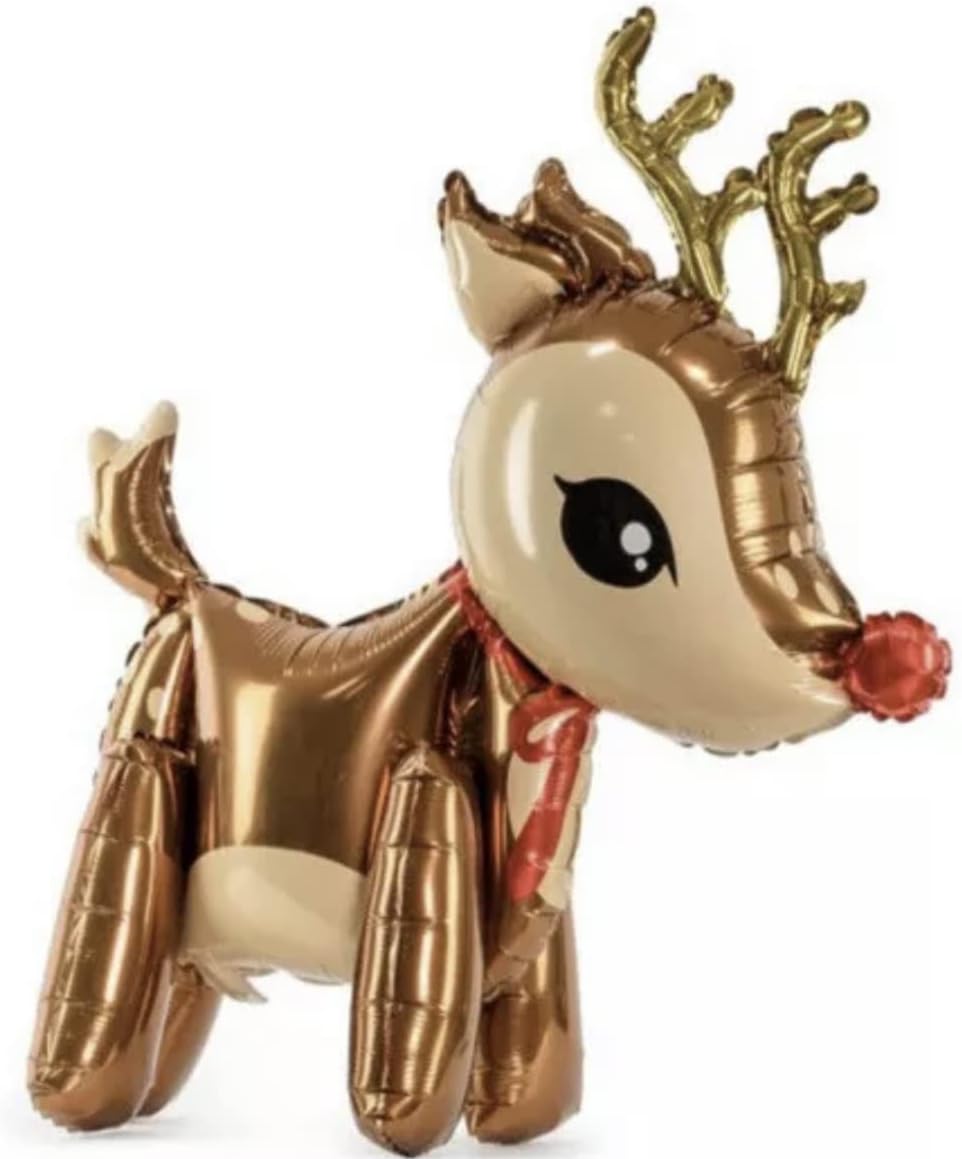 Christmas Reindeer Foil Balloon 19.5 x 24.5" AIR FILL ONLY, Red, Large