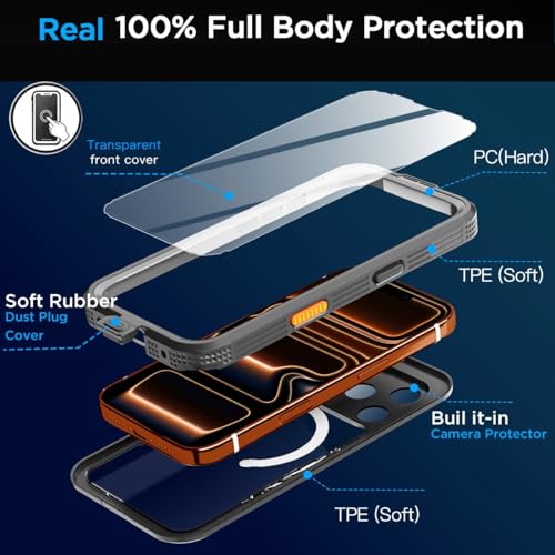 Coque silicone rigide iPhone 17 Pro noire premium étanche et magnétique - 6