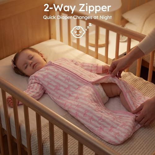 Image of Yoofoss Baby Sleep Sack 18-24 Months 1.0 Tog Long Sleeve Sleep Sack Organic Cotton Wearable Blanket for Toddlers 2-Way Zipper Quilted Sleeping Sacks(X-Large)