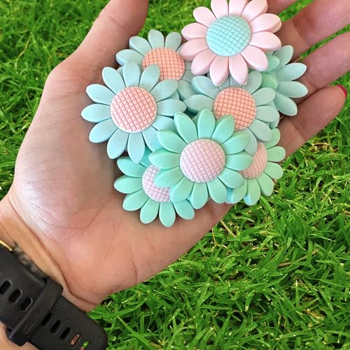 Cuentas focales de silicona de margarita pastel, kit Lashicorn para llaveros de Pascua, 12 uds 4