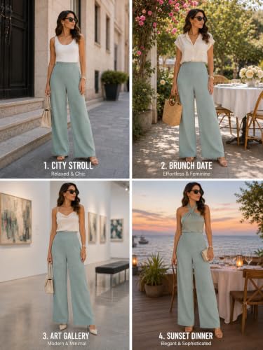 Image of Preneum Women High Waist Korean Wide Leg Trousers, Loose Fit Casual Lounge Pants, Travel, Office & Streetwear Comfortable Stylish Bottom Wear (Available Plus Size)