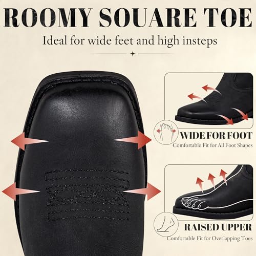 Image of SheSole Women's Wide Calf Cowgirl Boots Square Toe - Wide Width Cowboy Boots for Wide Feet & Thick Calves, Comfortable Western Boots for Daily Work, Rodeo & Country Concert