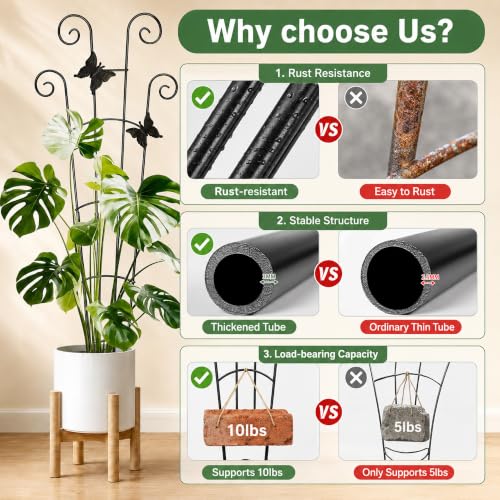 Image of 30in Plant Trellis for Potted Plants Indoor, Butterfly Adorned