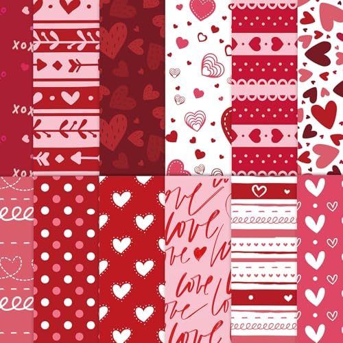 48 Sheets Valentines Day Heart Scrapbook Paper Cardstock Colorful Heart 11x11inch Valentines Scrapbooking Paper Pad Romantic DIY Craft Decorative Pattern Paper for Journals Gift Wrapping Supplies
