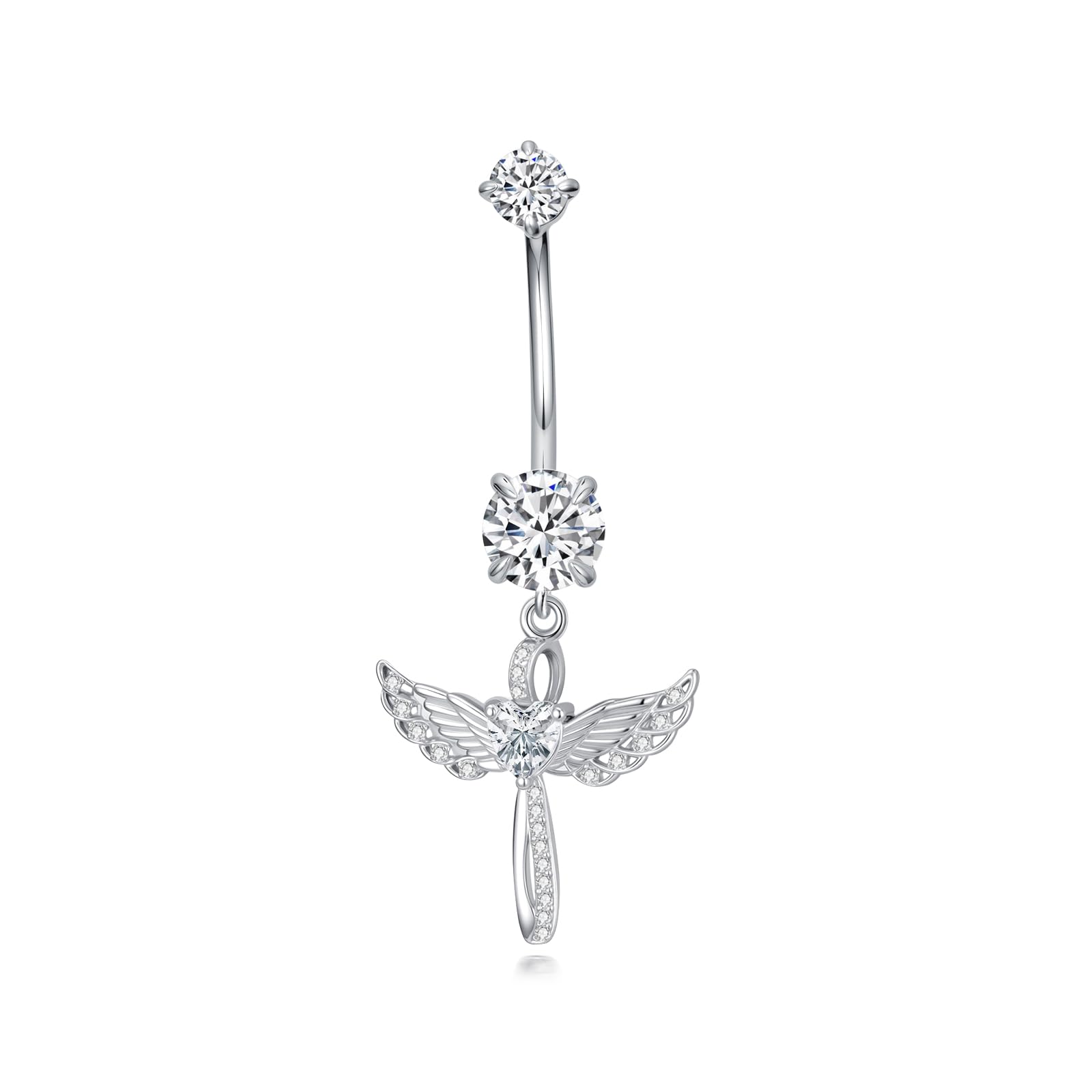 PROESS Bauchnabelringe Engelsflügel 925 Sterling Silber Bauchpiercing Schmuck Hypoallergenene Bauchnabelringe Geschenke für Frauen