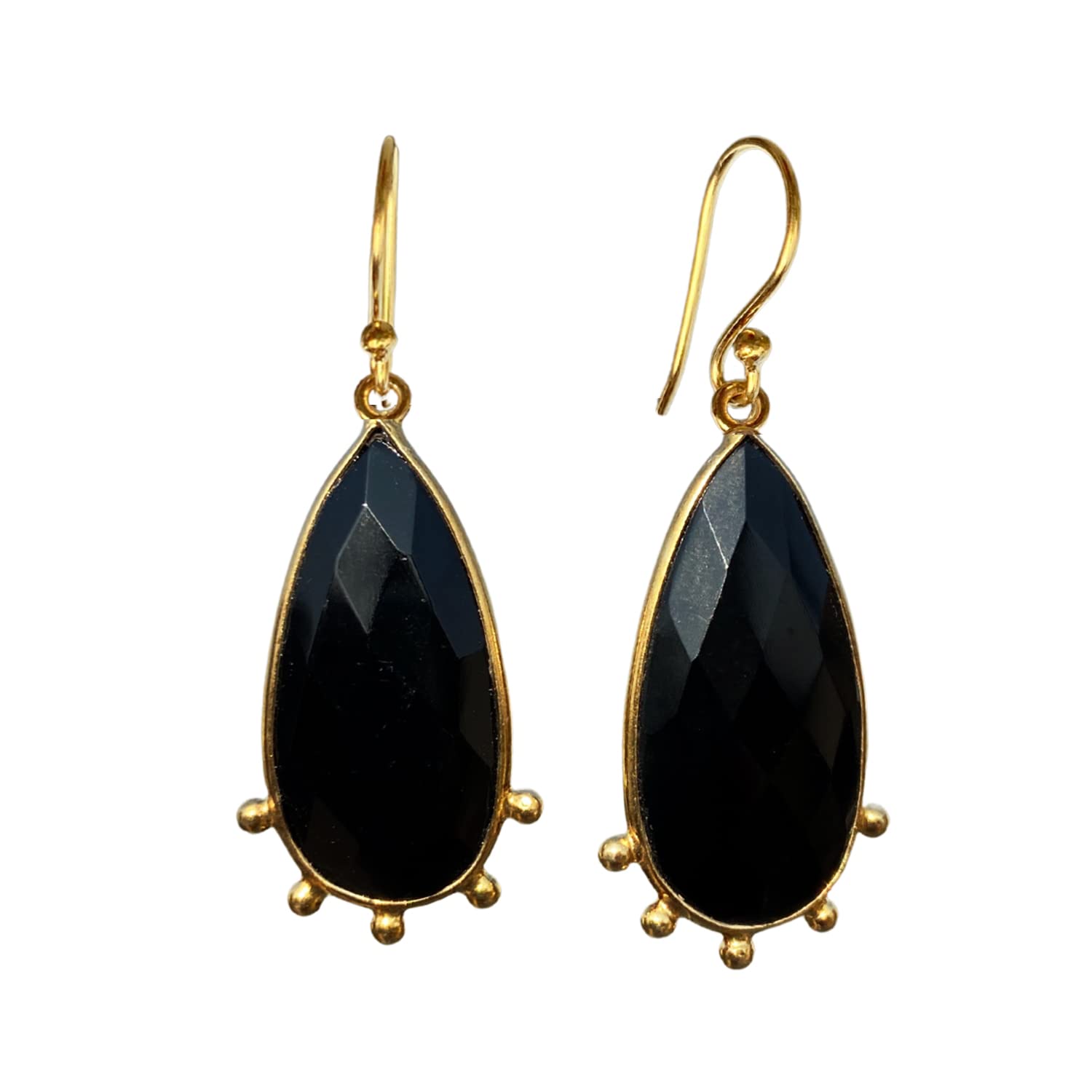 Silver Planets 92.5-925 Sterling Silver Gold Plated Black Stone Drop Earring for Women and Girls (B07NC83YNF) Amazon Price History, Amazon Price Tracker