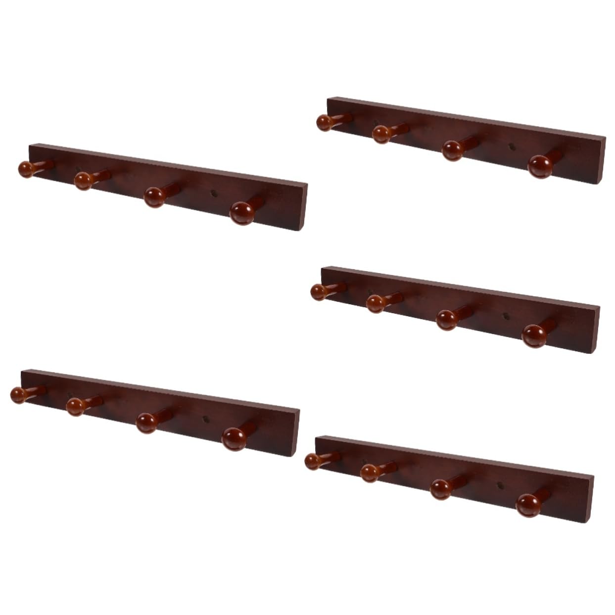 Cintre en bois massif Cabilock pour entrée : lot de 5 supports robustes pour vêtements et clés