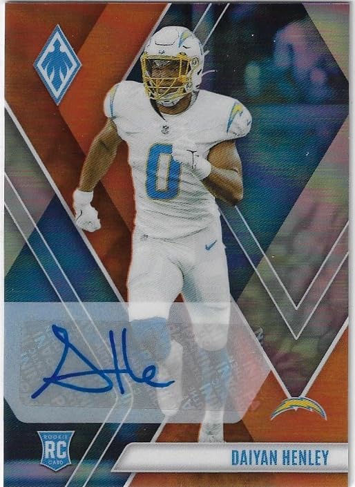 Daiyan Henley Autographed & Serial Numbered #39/50 Blue Ice Rookie Autograph Rookie Card Collectible Football Card - 2023 Panini Phoenix Football Card #183 (Chargers)