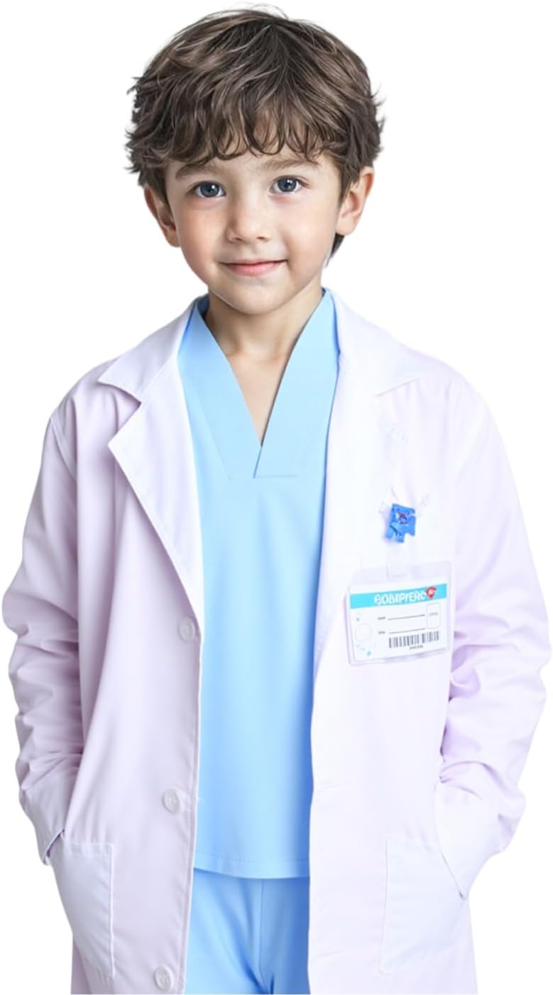 GZ-LAOPAITOU Doctor Costume for Kids Halloween Doctor Dress Up Birthday Cosplay Career Day Role Play Outfit - Image 3