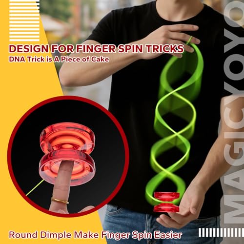 Image of MAGICYOYO K2 Responsive Yoyos for Kids 8-12, Dual Function Professional Yoyo Pack with Finger Spin Function, Pro Yo yo with Bearing Kit, 12 Yo-yo Strings+2 Sacks (Crystal Black+Crystal Red)