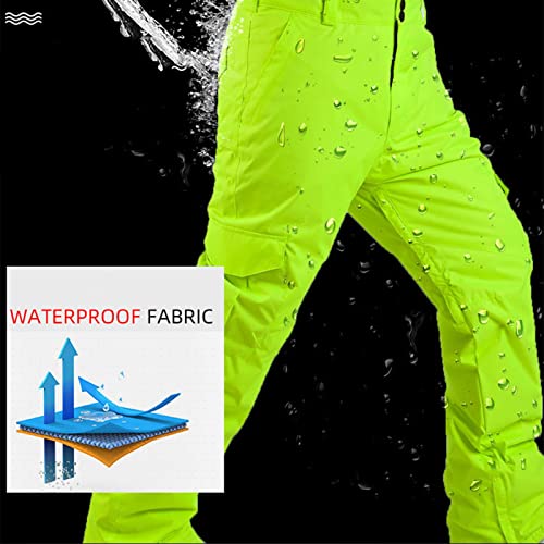 Calças de snowboard à prova de água de camuflagem masculina de inverno, calças de cintura alta ao ar