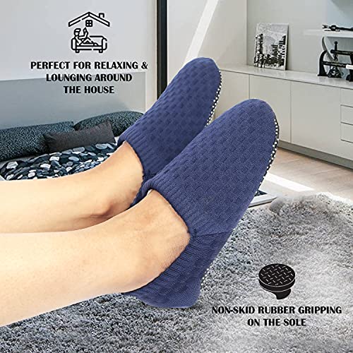 Image of Footmate Anti Skid /Slip Slipper Socks (2 Pair Pack) - Lightweight Rubber Grip Slippers Sock For Women & Men | Ultrasoft Comfort Slipper Shoes For Office, Home, Outdoor & Indoor