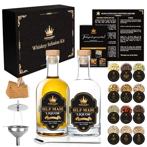 Whiskey Infusion Kit Gift for Men | DIY Whiskey Set to Create Own Flavor | Includes 4 Wood Chips, 8...