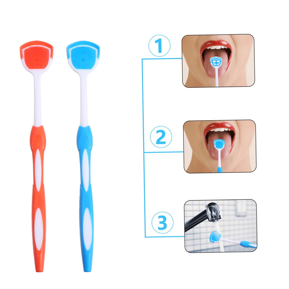 PACKOVE 3 Set Raschietti Per Lingua Per Fresco E Orale Colori Blu Uso 4 Pezzi * 3