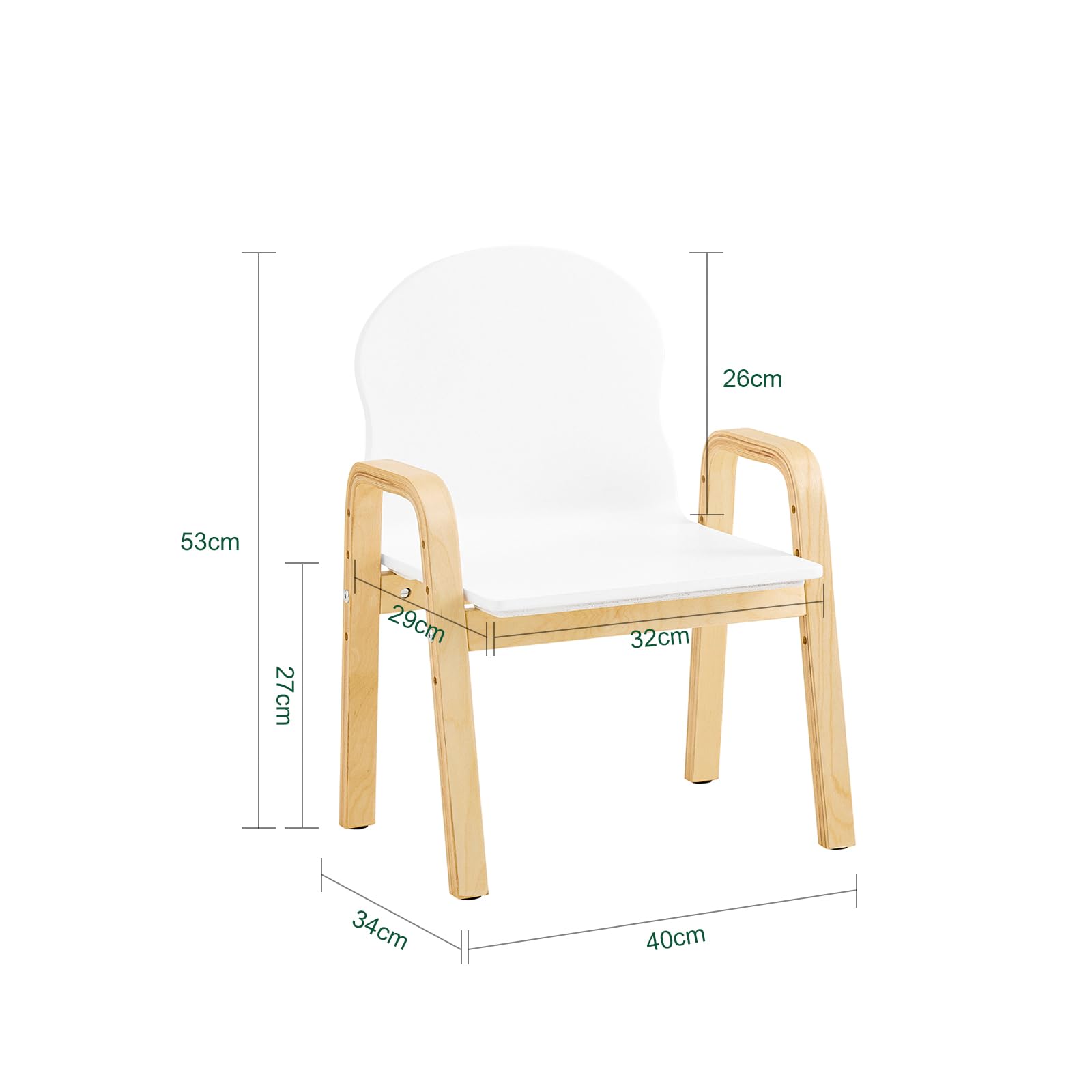 SoBuy KMB24-Wx2 Lot de 2 Chaise Enfant Design Tabouret avec Accoudoirs et Dossier Hauteur d'Assise Réglable