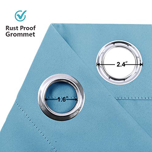 Ryb Home Thermal Insulated Curtain Tiers, Heat Block Privacy Protected Panels Grommet Top Window Treatment Tiers, Small Window Curtain Half Drapes For Kitchen, 52 X 36 In, Blue Mist, 2 Panels #TOP1