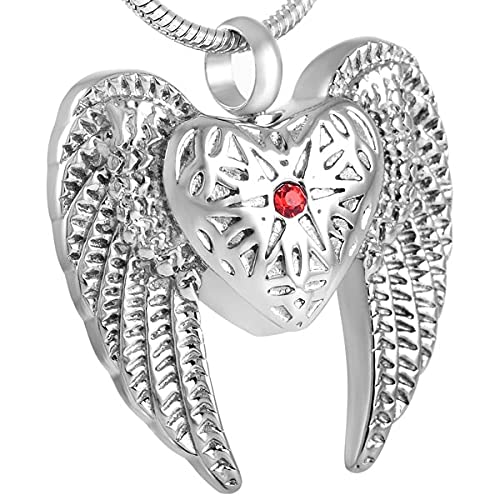 Urne commémorative pendentif cendres en acier 316L et cristal rouge