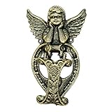 Sungmor Heavy Duty Cast Iron Door Knocker - Lovely Angel Shaped & Vintage Golden Color - Weatherproof & Decorative Doorknock Door Furniture - Front Door Yard Farmhouse Cottage Gate Handles Door Decor