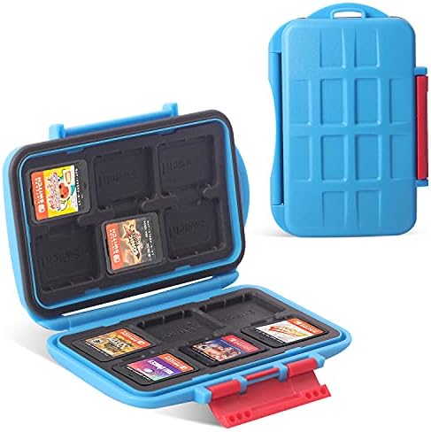 LYNCA KH8(G) Game Card Case for Nintendo Switch, Protective shockproof Cartridge Holder Carrying Storage Box Game Memory Card Holder Case with 12 Cartridge Slots for Nino Switch NS NX (Light Blue)