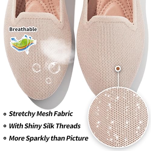 Image of BABUDOG Women's Flats Shoes Shiny Mesh Loafers Shoes Soft Memory Foam Flats