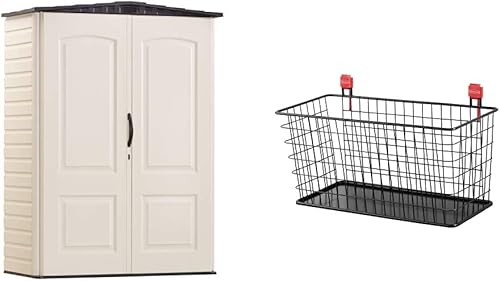 Rubbermaid - Cobertizo de almacenamiento de 5 x 2 pies, techo de sándaloónix (FG5L1000SDONX), piedra arenisca y cobertizo de accesorios grande de