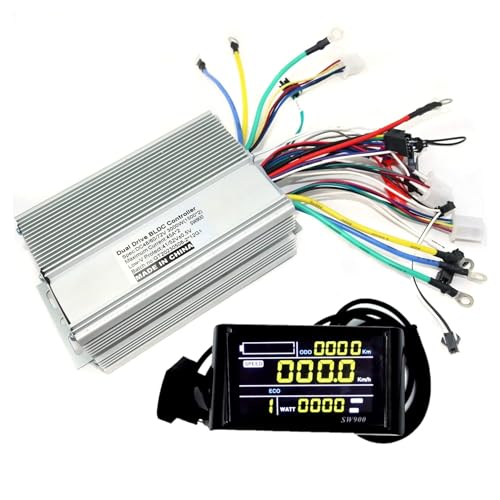 Electric Bike Controller Dual Drive 48/60/72V 3000W Sine Wave Brushless DC Motor Controller Electric Scooter E-Bike Driver and SW900 One Set(48-60vcontroller)