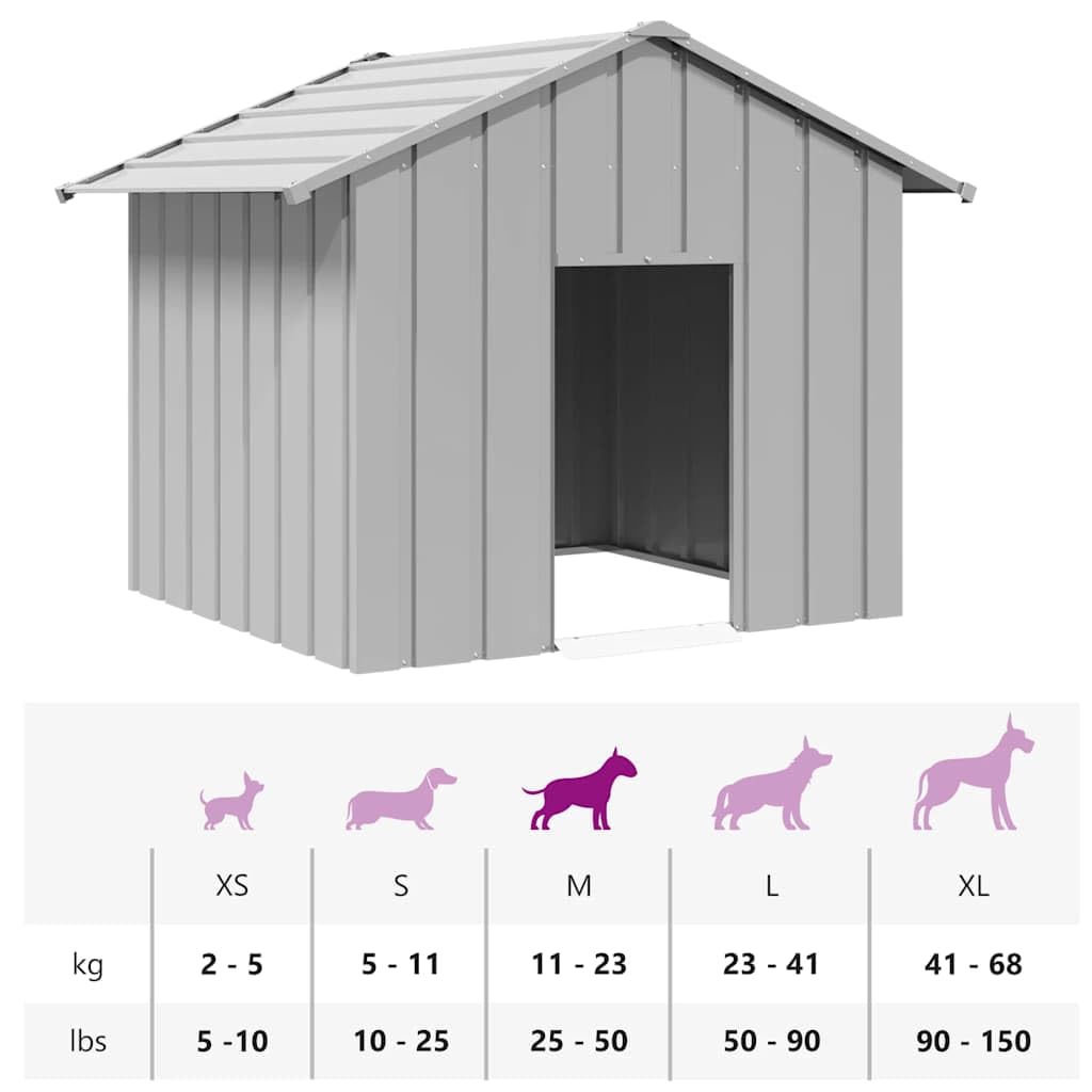 Cuccia per cani con tetto, 131 x 101 x 102 cm, in acciaio zincato, cuccia per cani senza fondo per una facile pulizia e drenaggio, resistente alle intemperie, per giochi e addestramento