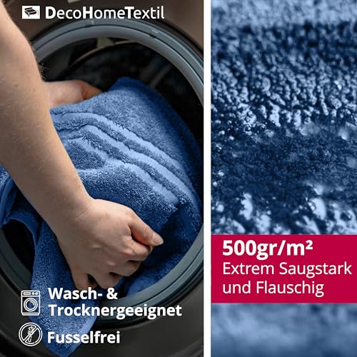 DecoHomeTextil Handtuch-Set 6 Gästetücher 30 x 50 cm in Blau aus 100% Baumwolle, hochwertig, kuschelweich und saugstark