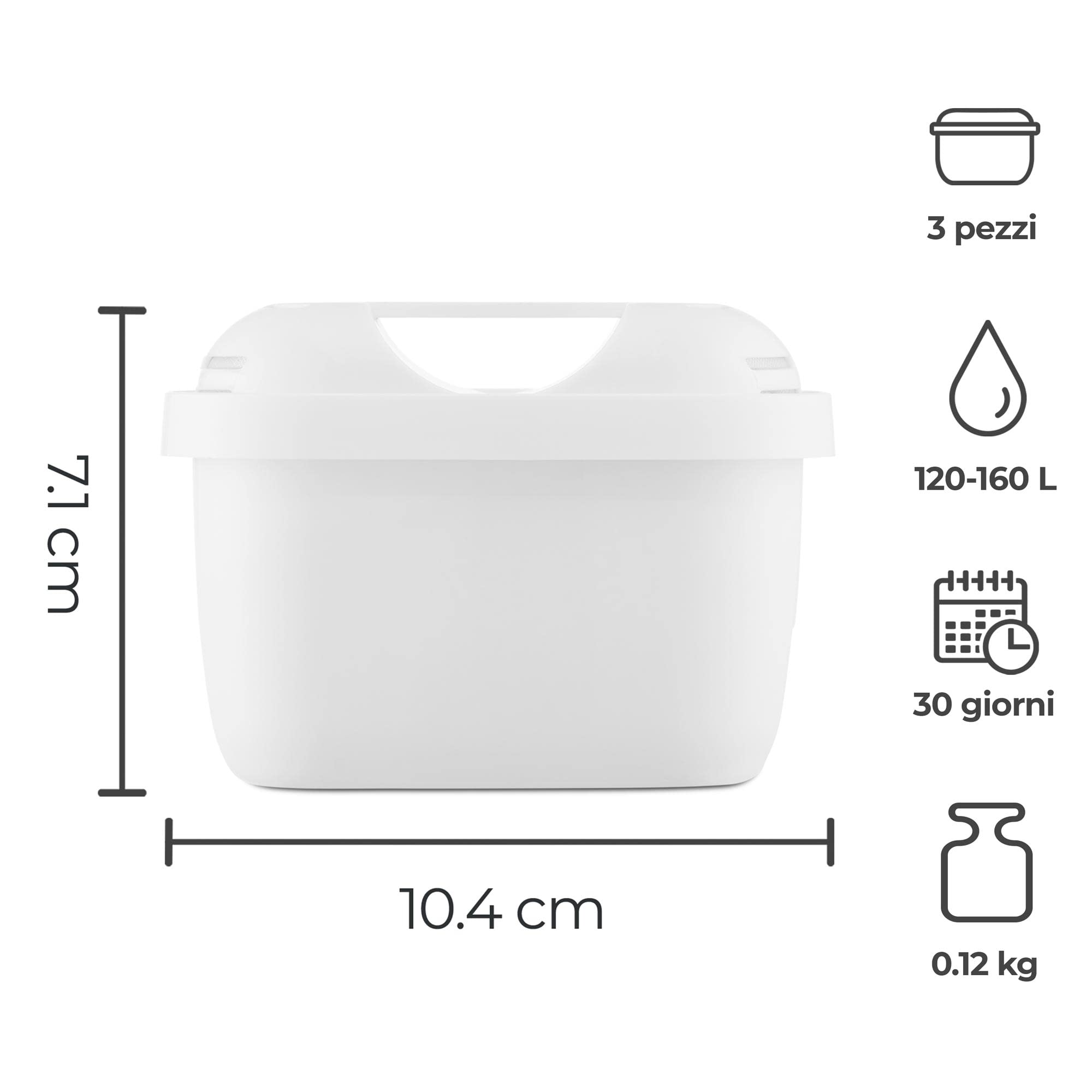 SILBERTHAL Cartucce filtro acqua 3 pz - Compatibile con Brita Maxtra - Riduce il calcare, il cloro e le impurità - Cartucce filtranti sostitutive