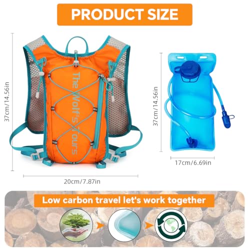 Image of Proberos 5L Hydration Backpack Vest with 2L Water Bladder, Quick Dry Nylon Mesh Pack for Men Women, Tactical Water Bag, Ultra Lightweight Outdoor Gear Backpack, Hiking, Trail Running-Orange
