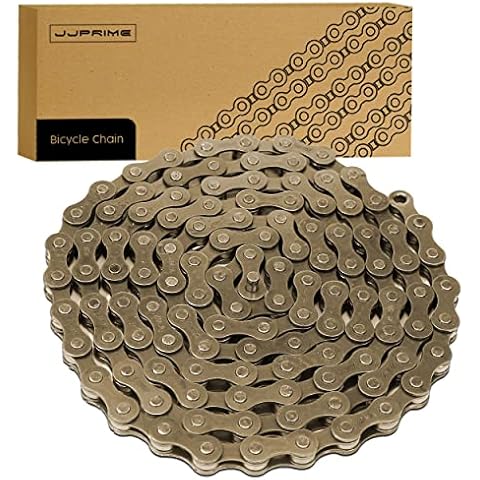 JJ PRIME - 5/6/7 Speed Bicycle Chain for Gear Mountain Bike Road Hybrid 1/2 x 3/32 Inches, 116 Links Anti Rust Steel Bike Derailleur Chain Cover