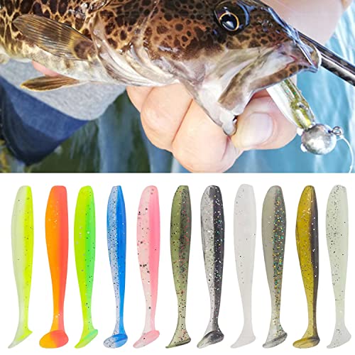 Foto von Unvtap Gummifische 100 Stück Gummifische Set Gummiköder Set Rubber Fishing Lure Artificial Bait Fish Fishing Set für Barsch Zander Hecht