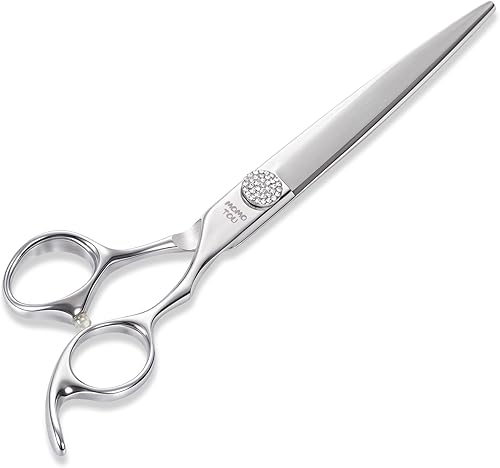 Tijeras profesionales rectas de aseo para perros con diamante de simulación de acero inoxidable 440C pulido para mascotas y gatos Tijeras de corte