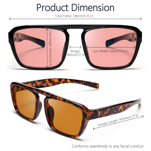 Image of Fluorescent-41 Pink Tinted Blue Light Blocking Glasses for Migraine, Light Sensitivity, Photophobia JF5002
