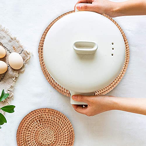 Milkary 4 Pack Handwoven Rattan Coasters, Table Woven Trivet For Hot Dishes Plates Cup As A Gift For Family Friends Colleague Housewarming Birthday Christmas Holiday Party #TOP5