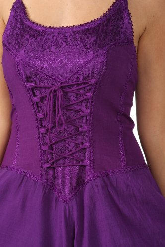 Image of Sakkas Lady Mary Jacquard Corset Style Bodice Lightweight Handkerchief Hem Dress