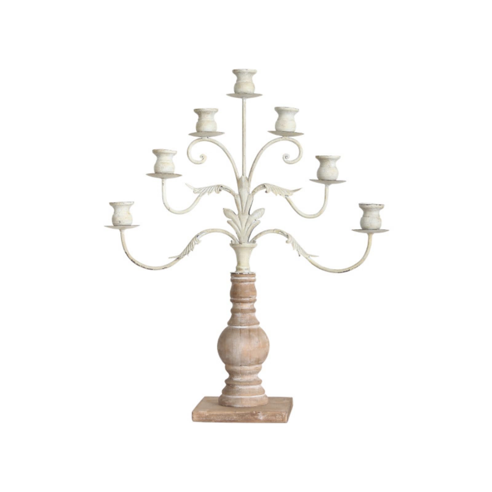 Qianly Candelabro da Tavolo Elegante Candelabro con Base in Legno Rustico Portacandele per Matrimonio, Ristorante