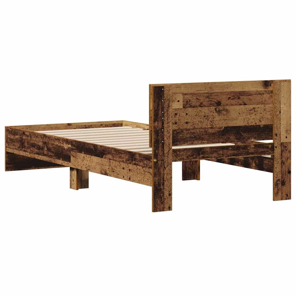 Marco de Cama con Cabecera de Madera Rústica 75 x 190 cm, Estructura Moderna y Resistente con Acabado Mate, Diseño Contemporáneo para Dormitorio, Fácil Ensamblaje