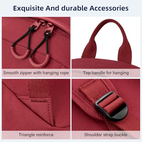 Image of HanTrip Carry On Travel Backpack For Men Women, 13 Inch Small Mini Work Bag Personal Item Backpacks, Camping Back Pack Lightweight Hiking Daypack For Office Nurse Commuter (Burgundy)