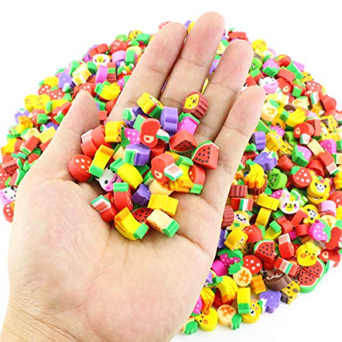 PRALB 1000PCS Miniature Assorted Vegetables Fruit Collection Pencil Erasers, Adorable Vegetables Fruit Designs Won't Smudge Or Tear Paper,Eraser Caps Style Great for Homework Rewards, Party Favors