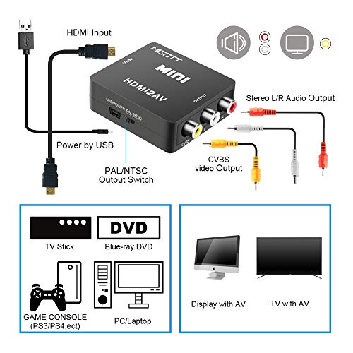 image for MISOTT 1080P Mini HDMI to AV Composite RCA CVBS Converter Adapter for 