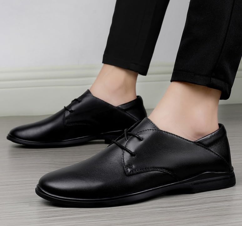 Men's Classic Lace Up Low Top Leather Dress Shoes Mens Retro Comfortable Business Height Increasing Non-Slip Softsole Walking Oxford Shoes2