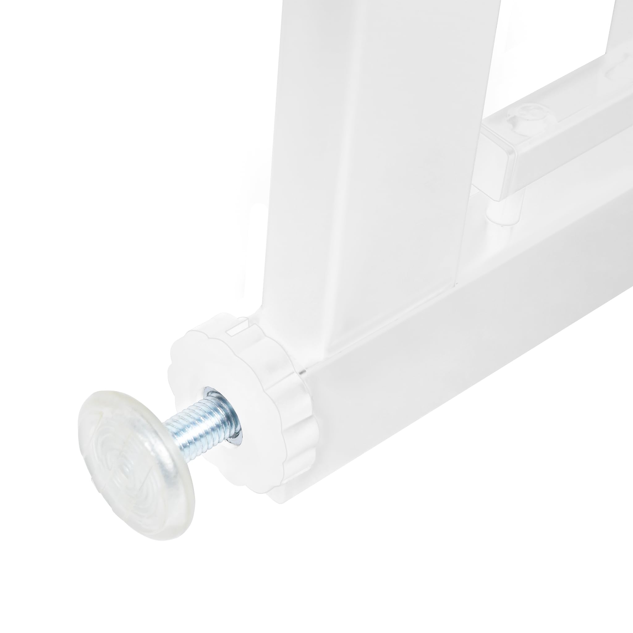 HENGMEI Rejilla protectora para escaleras, sin agujeros, 95-105 cm, cierre automático, puerta de metal para seguridad infantil, color blanco (con puerta para mascotas)