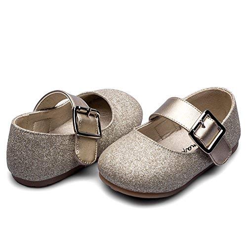Little Girl's Adorable Buckle Ballerina Flat,Gold,Little Kid,11.5M2