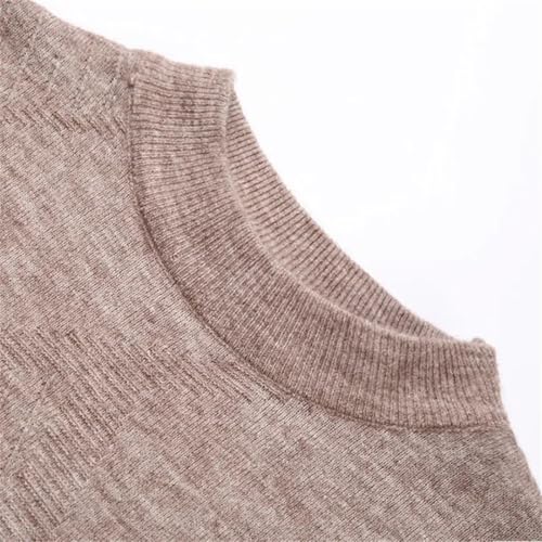 Men Spring Autumn Round Neck Sweaters Solid Jacquard Patchwork Business Casual Long Sleeve Knit Tops4