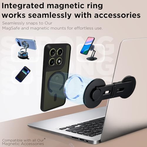 Image of RIGGEAR Shockproof Sleek Hybrid Armor Magnetic Back Cover Case Compatible with MagSafe Accessories for Motorola Moto Edge 70 Pro /Edge 70 Pro Plus 5G (Smoke Black Matte PC + Black TPU Bumper)