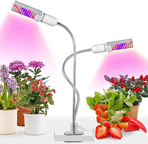 Relassy Lampara Led Cultivo Grow Light 45W con Bombillas de Doble Reemplazable E27 y Cuello de Cisne Flexible para Plantas Cultivo Indoor Hidropónica