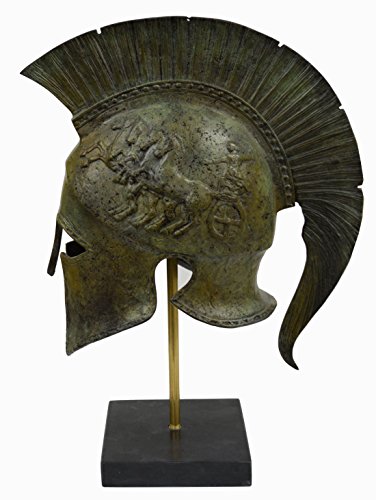 Talos Artifacts Corinthian Solid Bronze Helmet with Chariot - Ancient Spartan Athenian Armor