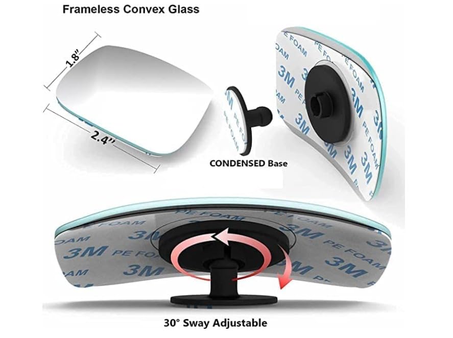 Image of Oizeir 2PCS Car Blind Spot Mirror, Adjustable Wide Angle Side Mirror with Rain Visor Guard, Carbon Fiber Rear View Blind Spot Mirror Reflective Protection Shield, Car Accessories
