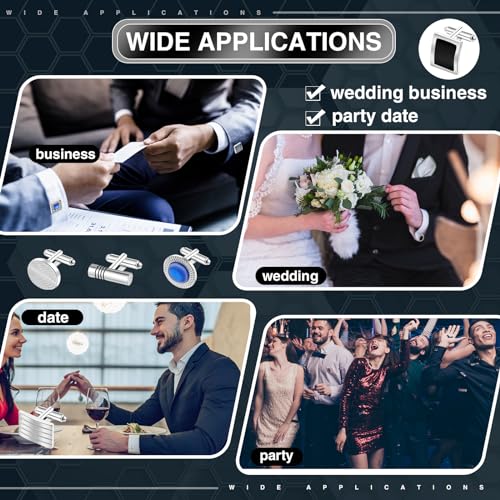 18 Pairs Cuff Links with Display Jewelry Case Men's Tuxedo Cuff Links Classic with Jewelry Gift Box Holder Box for Tuxedo Studs Shirt Wedding Party Business Gift4